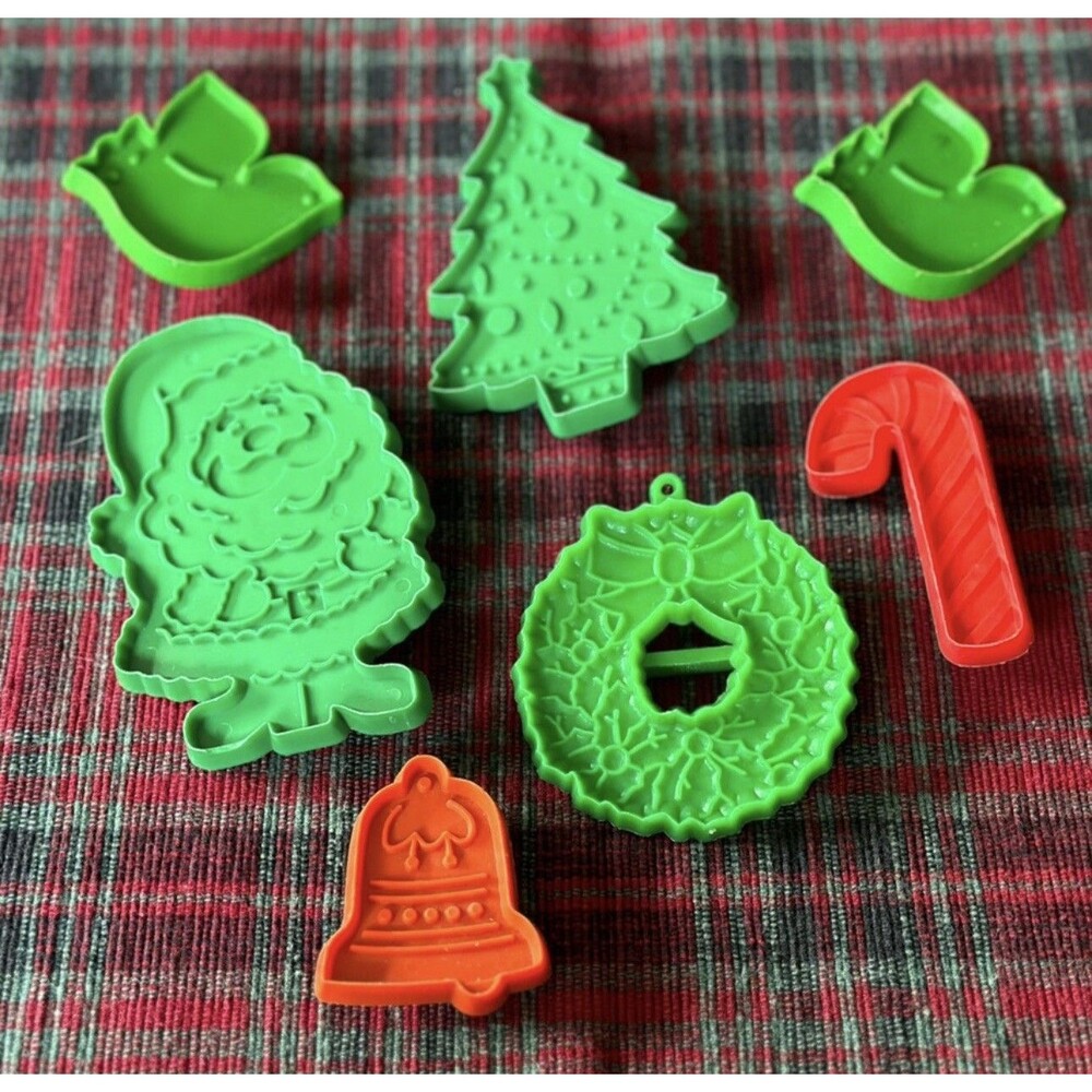 Vintage 1980s Hallmark Cards Christmas Cookie Cutters Set of 7 Santa Dove